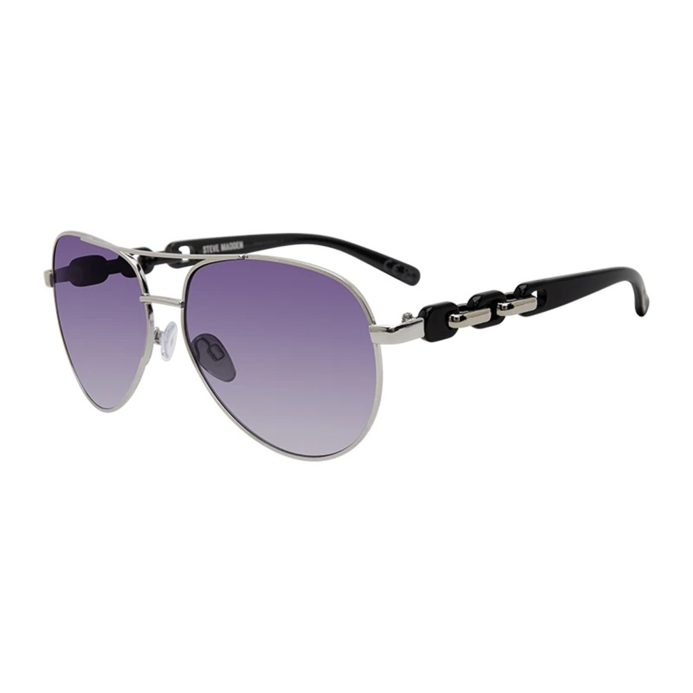 STEVE MADDEN Susana Sunglasses in Shiny Silver Black Opaque